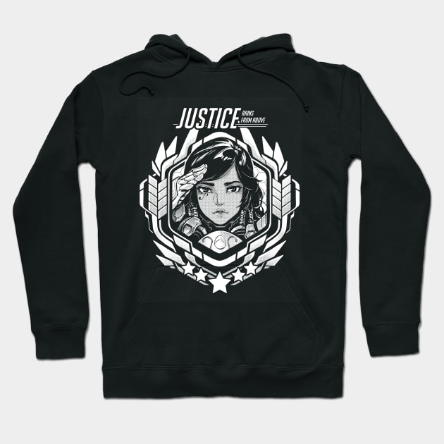 Pharah "Justice Rains From Above!" Hoodie by RobotCatArt